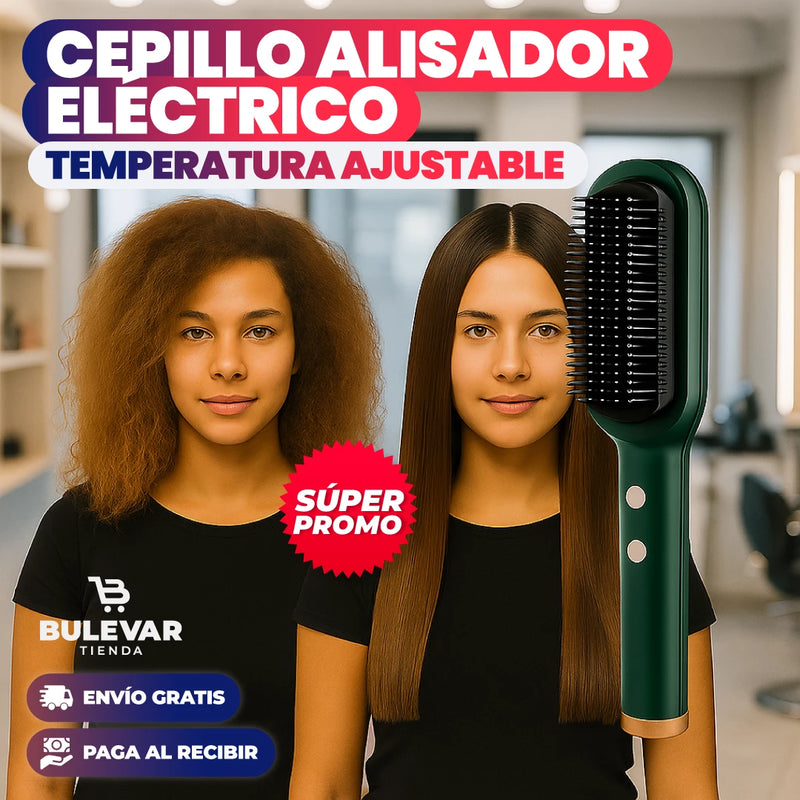 CEPILLO ALISADOR ELÉCTRICO PLANCHA CABELLO TEMPERATURA AJUSTABLE