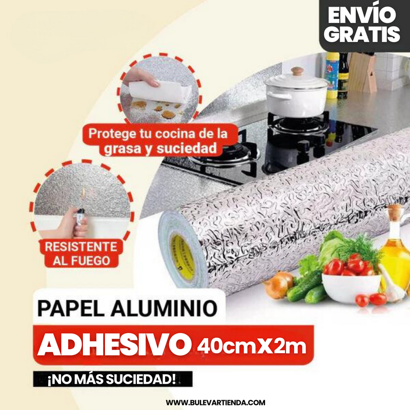 PAPEL ALUMINIO ADHESIVO DE COCINAR x 2 mt